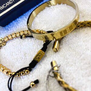 Eye Candy Los Angeles stackable bracelet trio in gold tone finish NWT